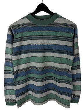 Vintage 90s Skidz Skateboard Long Sleeve Striped Skate Shirt Size S